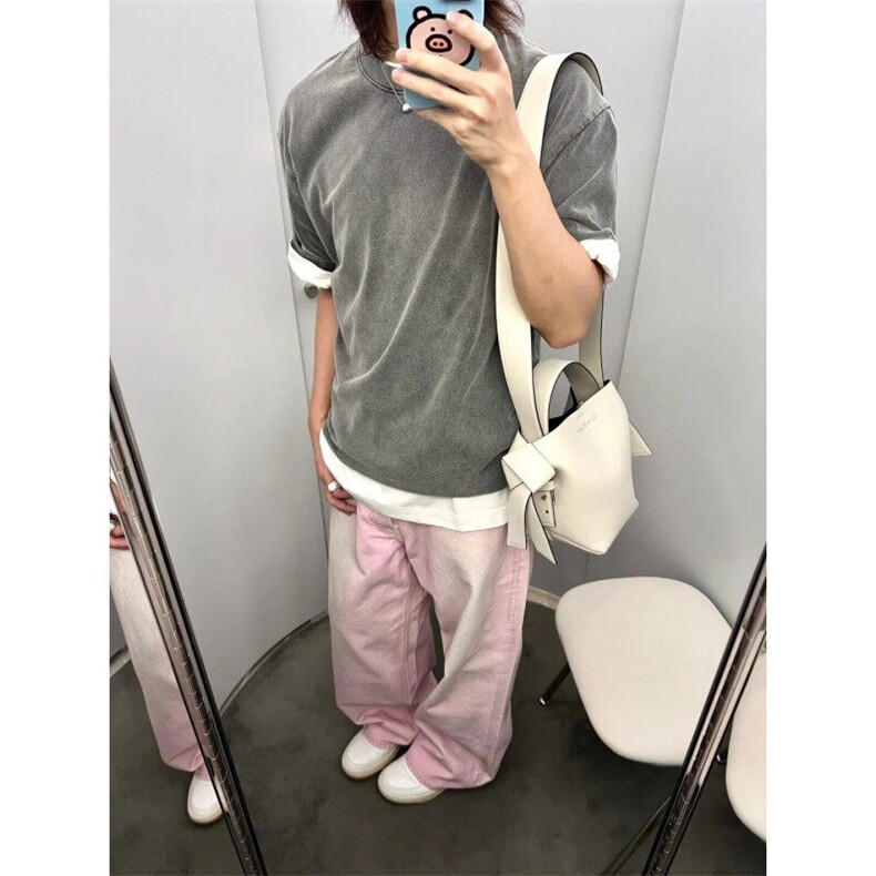 NZF55LL-P70cleanfit美式复古水洗粉色做旧牛仔裤高级感痞帅,男装牛仔裤,星座1007（原301D）