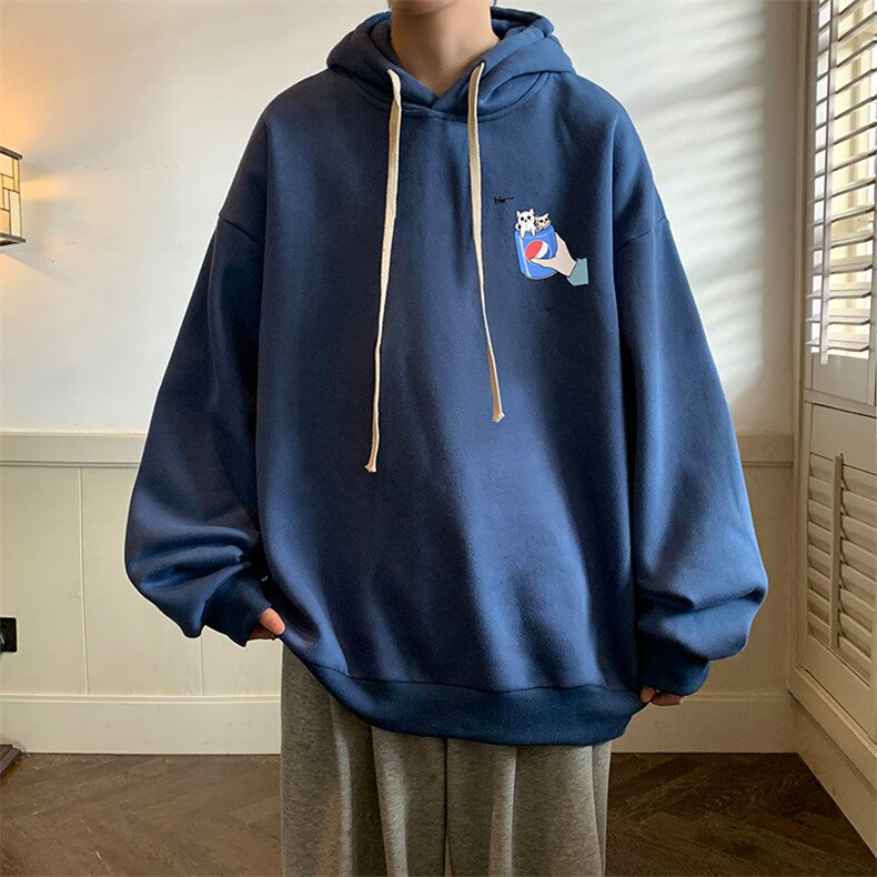 纯棉连帽卫衣男大码运动帽衫宽松薄WY2262-P35加绒款-P40,男装卫衣,电商A040