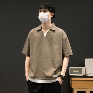 冰氧仿棉短袖个性灰墙体恤休闲百搭纯色POLO衫男上衣TC3143-P35图片