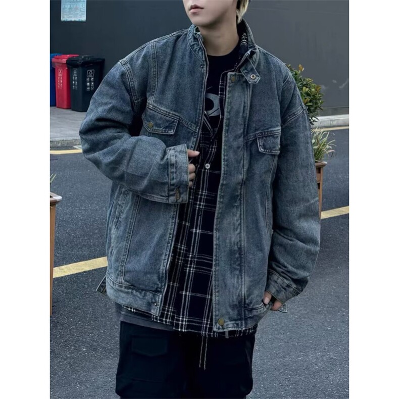 美式vibe做旧牛仔外套男女春秋潮牌痞帅休闲夹克宽松上衣JK8858,男装工装外套,星座208-5