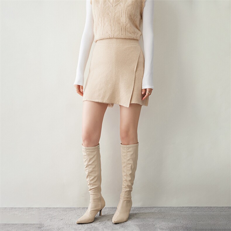时尚百搭女士羊绒短裤裙高腰显瘦气质短裤舒适保暖秋冬必备，女装短裤/热裤，迎冬羊绒