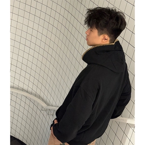 抖音得物高品质二开 25秋冬美式重磅宽松纯色连帽贝壳刺绣卫衣W63图片