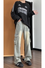 现货美式高街痞帅微喇裤子男斜切多口袋工装裤-A2188TP55控88，男装工装外套，电商B241