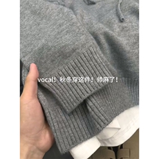 重磅秋冬装北极绒开衫毛衣美式复古休闲慵懒风针织衫加厚连帽外套，男装针织衫/毛衣，电商A486-1