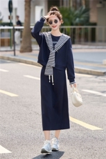 条纹披肩卫衣裙子套装女春季2026新款设计感洋气显瘦半身裙两件套，女装套装/套裙，浙宝029