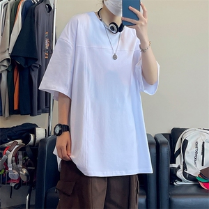 美式风套头短袖T恤男女宽松型简约显瘦纯棉圆领上衣T3610-特价P25图片