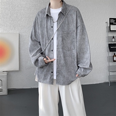 衬衫男秋季新款港风宽松扎染肌理感长袖衬衣CS7012-P40，男装衬衫，星座214-3