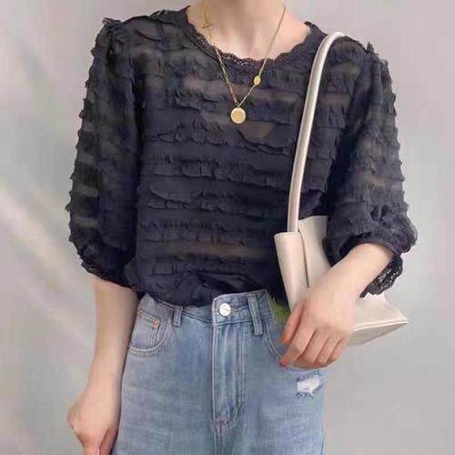 韩版网纱小衫，女装，Tπ