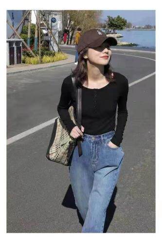 韩系高弹力打底长袖T恤，女装T恤，LMNC