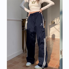 运动休闲裤男女韩版潮流条纹拼色高街2023春夏季ins长裤K3061-P43，男装休闲裤，星座412-2