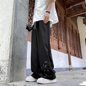 新中式高弹冰丝裤男夏季薄款直筒西装裤2024新款风凉感休闲裤子