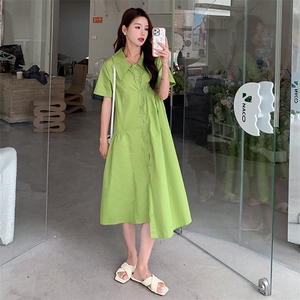 泡泡袖连衣裙女2025年夏季新款法式高级感温柔减龄宽松显瘦衬衫裙图片
