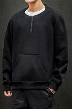 2019冬季新款马切达日系大码宽松休闲纯色加绒加厚卫衣男W656-P50，男装卫衣，电商A001