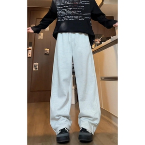 秋季直筒弯刀休闲裤男痞帅重磅垂感显瘦运动裤阔腿裤卫裤 K5530图片