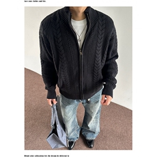 美式复古麦穗纹开衫毛衣外套男女款秋冬保暖长袖针织衫上衣，男装针织衫/毛衣，星座506A