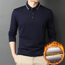 中年男士长袖加绒棉T恤男上衣秋季新款棉质打底POLO衫HPN7729-P95图片
