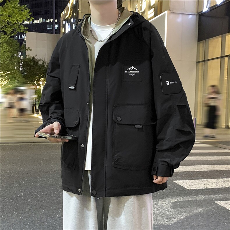 外套男潮牌连帽夹克2026新款秋季帅气工装冲锋衣A436-W105-P68,男装夹克,电商A436