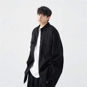 W9224-P35 网图现货 春季新款日系工装衬衫潮牌宽松高级休闲外套图片
