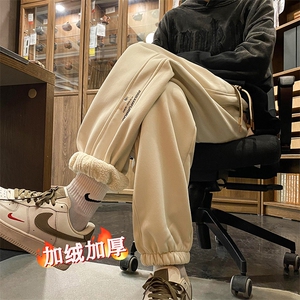 加绒加厚休闲运动卫裤男美式针织束脚裤715-6-BX11P55（控78）图片
