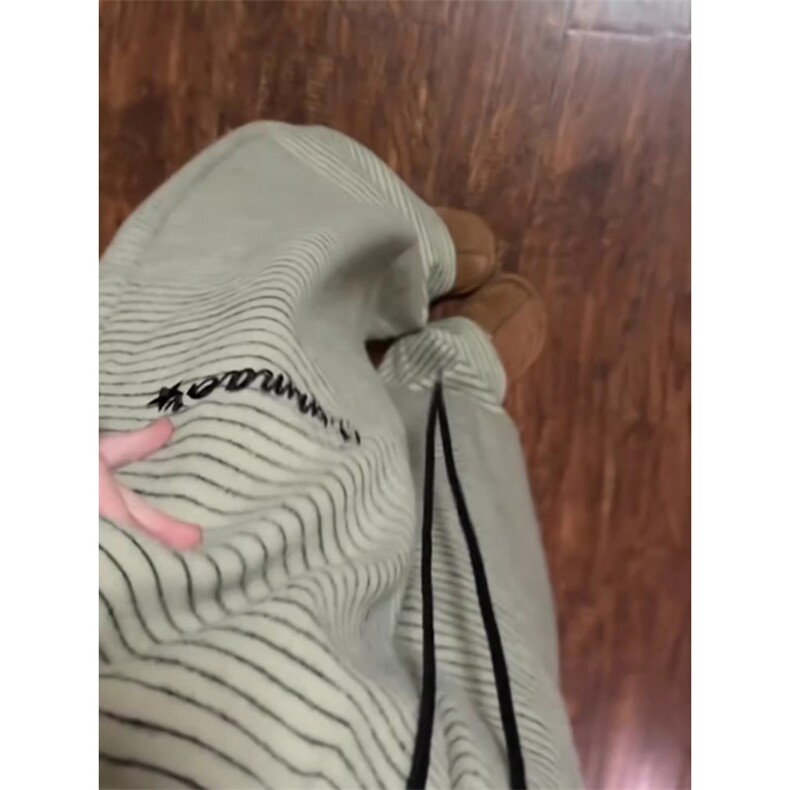 春季美式慵懒风条纹垂感阔腿裤显瘦男女直筒休闲长裤LW366-P50,男装休闲裤,星座1008