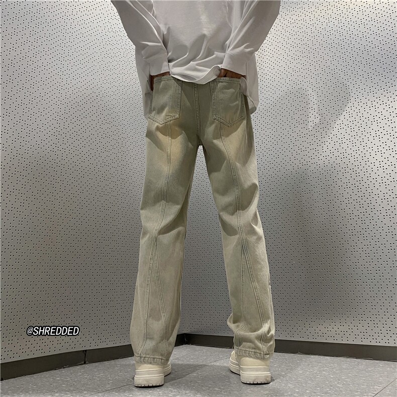 2024秋季新款高街潮流直筒拼接微喇牛仔裤B315-K23472-p60控78,男装牛仔裤,电商B315