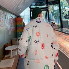 美式高街棉服男冬季痞帅宽松面包服外套潮牌两面穿棉衣，男装棉衣，星座716-2