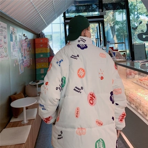 美式高街棉服男冬季痞帅宽松面包服外套潮牌两面穿棉衣图片