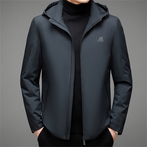 白鸭绒羽绒服男连帽冬季保暖宽松气质羽绒外套男装AJY828518-P220图片