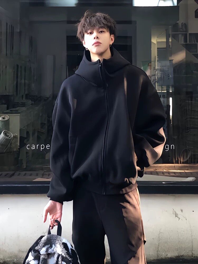 cleanfit黑色高领卫衣男开春穿搭套装潮牌高级感重磅美式开衫外套,男装卫衣,星座809A(原222-1)