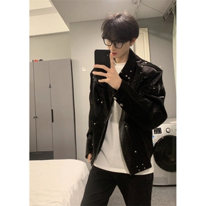 706-1-JK5127-P75   特P  春季美式短款垫肩夹克外套男痞帅机车服图片
