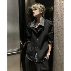 美式复古假两件卫衣男翻领简约宽松休闲百搭长袖上衣外套WA245，女装短外套，星座1116A（原606A-3）