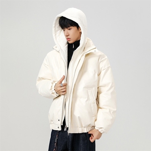 现货 假两件pu皮衣棉服外套男冬季新款加厚美式高街棉衣M106-P120,男装皮衣,星座308B-2