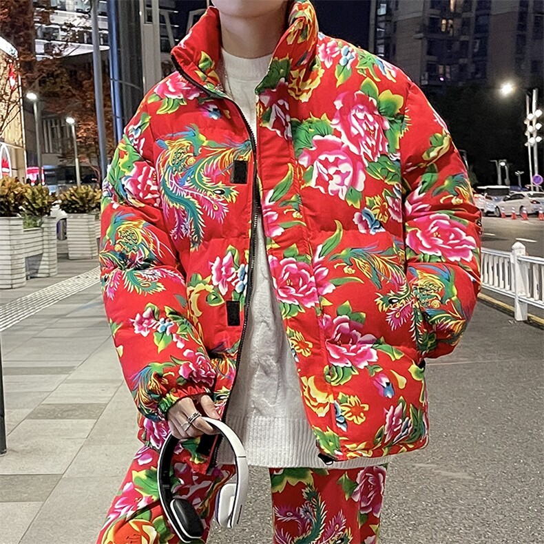 Y99新中式保暖防寒棉服外套棉衣加厚男女表演出团队服喜庆搞怪服图片