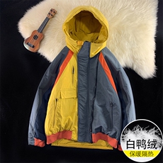 中性保暖连帽上衣白鸭绒羽绒服男士大码工装外套932P295限398，男装羽绒服，电商A089-1