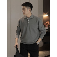 翻领polo长袖毛衣针织打底衫翻领套头H58019-P70，男装T恤，星座1012-1