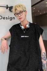 满天星24夏季麂皮绒无袖T恤宽松坎肩夏装男女情侣运动背心S310P33，男装背心/马甲，电商A233-1