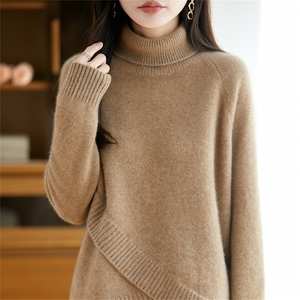 不起球100%纯棉灰色毛衣女内搭秋冬2025新款加厚全棉线针织打底衫图片