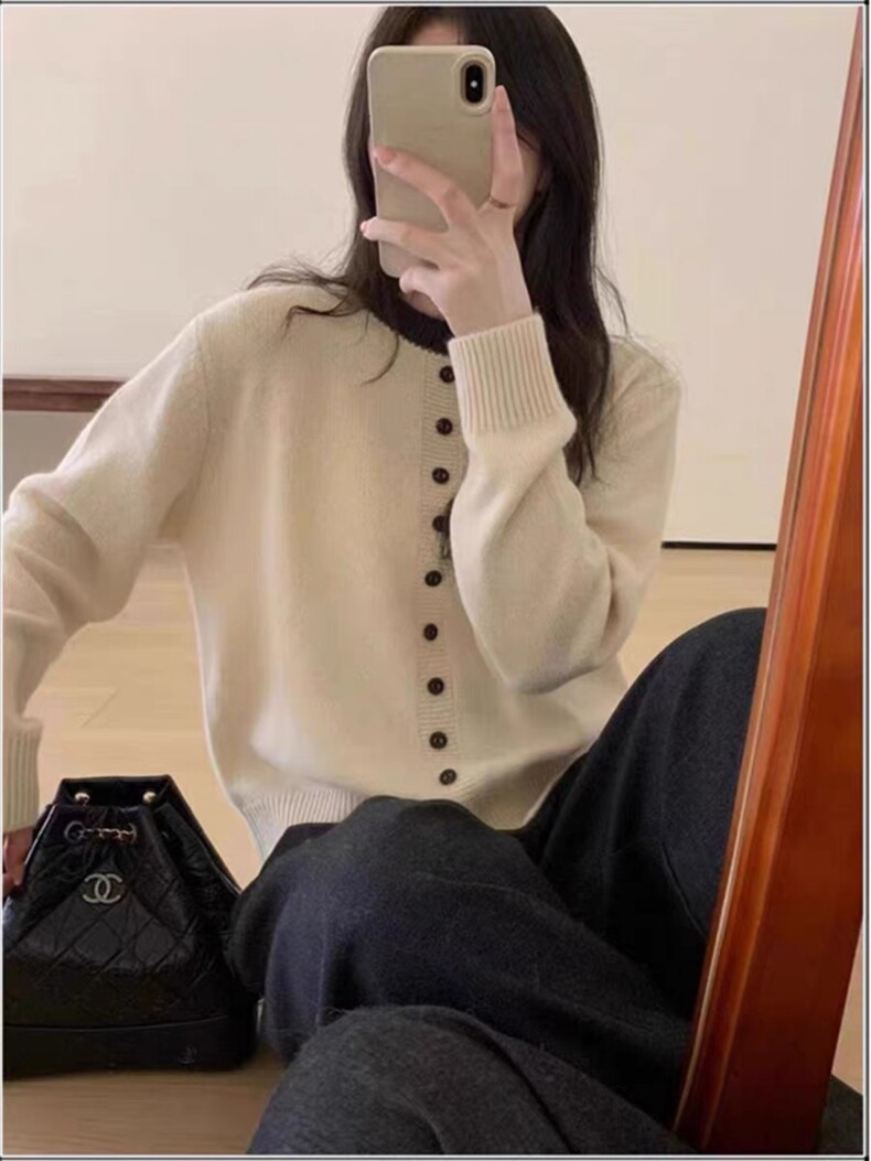 纯色开叉针织羊毛衫女秋冬新款长袖宽松打底衫,女装羊毛衫,思途羊绒