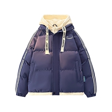 特批70冬季连帽耐磨宽松加厚手臂织带保暖校园情侣外套MY009，男装棉衣，电商A128