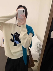 2025秋冬百搭时尚提花小猫羊毛衫，女装羊毛衫，千御纺羊绒