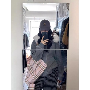 美式高领纽扣连帽卫衣女2025秋季潮牌宽松小众设计感休闲慵懒外套图片