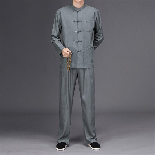 唐装中式长袖外套中老年2023春季新款男装风复古盘扣汉服套装图片