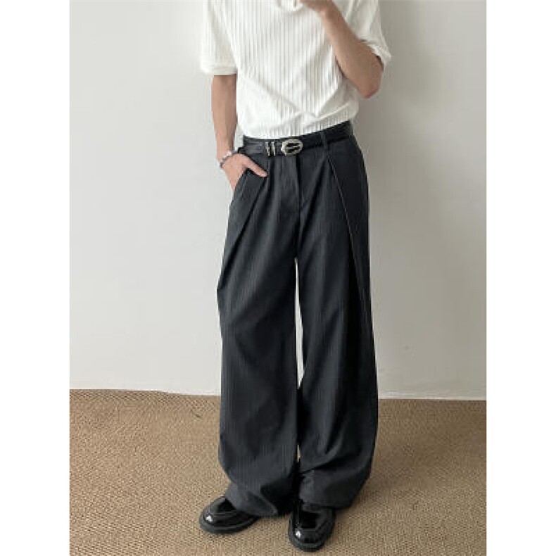 221-5/K1235/P55美式复古阔腿宽松直筒垂感老钱风西裤休闲裤，男装西裤，星座221-5