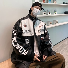 凯美拉PU皮双层2023美式秋季夹克新款男时尚潮外套W6701P75，男装夹克，星座1116-2