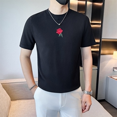 店主风秋冬男士针织短袖毛衣男修身套头毛衣301A-1/M10/P55控75，男装T恤，星座301A-1