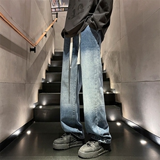 港风男生牛仔裤潮牌高街抽绳裤子K506P50，男装牛仔裤，电商D325
