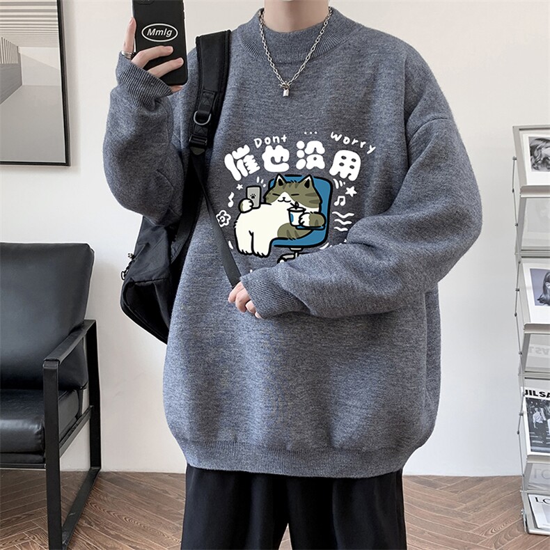 半高领毛衣男大码胖子针织衫毛线衣M18403-P45加绒款-P65,男装针织衫/毛衣,电商A040