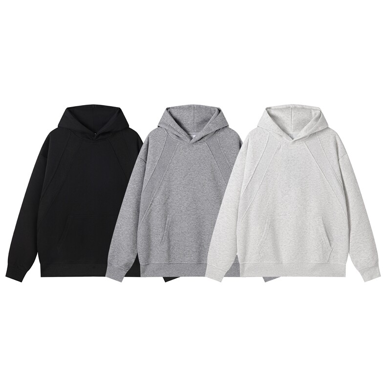 抖音得物二开秋冬美式高街重磅宽松结构螺纹拼接连帽卫衣外套X087，男装卫衣，电商A486-1