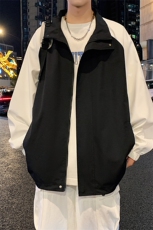 港风拼接上衣夹克宽松落肩立领冲锋衣外套JK864P65，男装夹克，星座1204-3