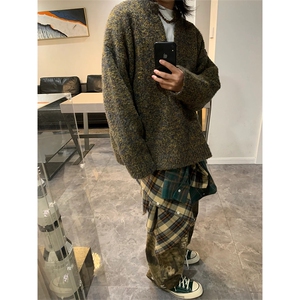 有货~美式复古V领毛衣男cleanfit套头针织衫外套MY838-特P58图片